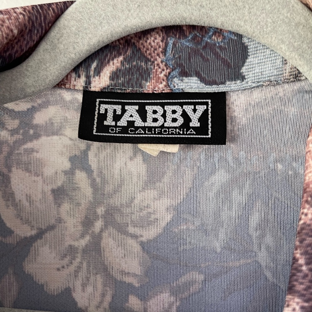 Vintage 80's TABBY of California dress, funky crochet-embroidery print fabric - Picture 3 of 4